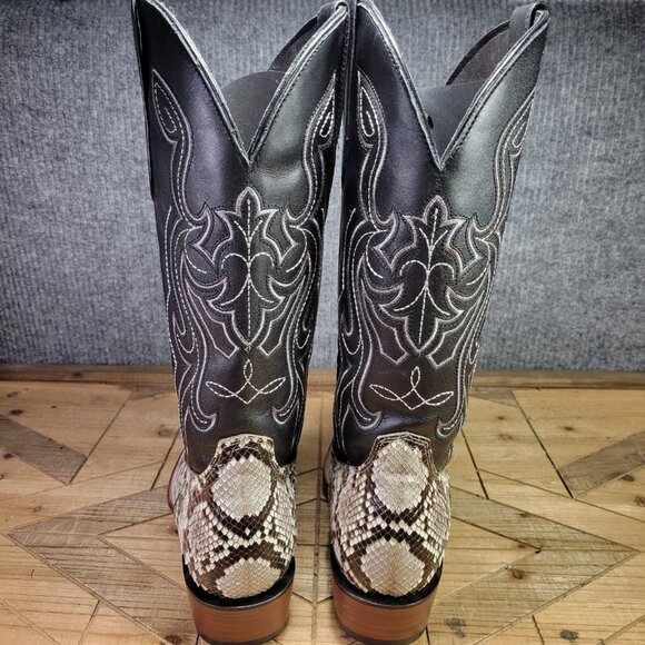 🔥 JB DILLON Reserve Mens 11B Narrow White Python EXOTIC Cowboy Square Toe Boots - Picture 7 of 14